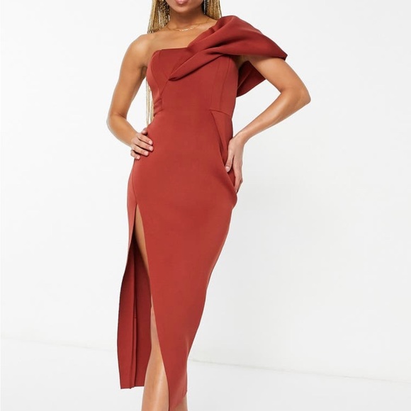 ASOS one-shoulder midi dress sz 2 - Picture 1 of 5